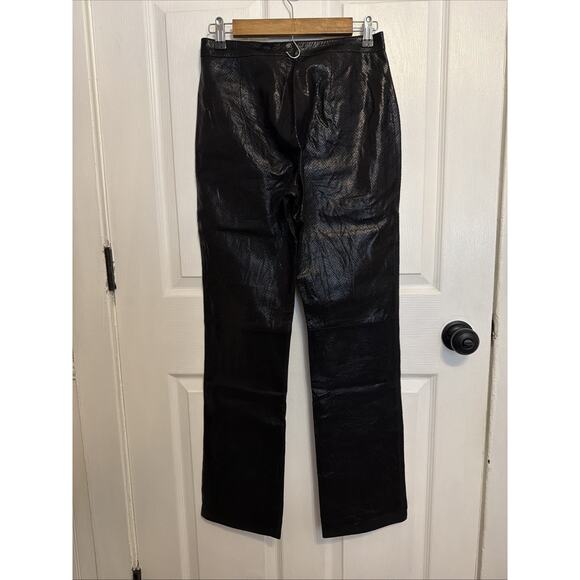 VTG Cache Y2K Black Leather Pants Snake Texture Size 4 Straight Leg Zipper Front - Picture 4 of 7